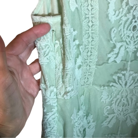 Free people women’s reign over me lace mini dress sz 2 green lined skirt - Picture 7 of 14
